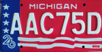 Red Semiquincentennial Plate license plate design